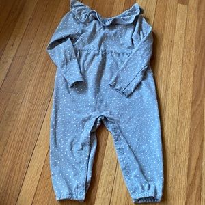 BOHO RUFFLE ROMPER POLKADOT SAGE COLOR